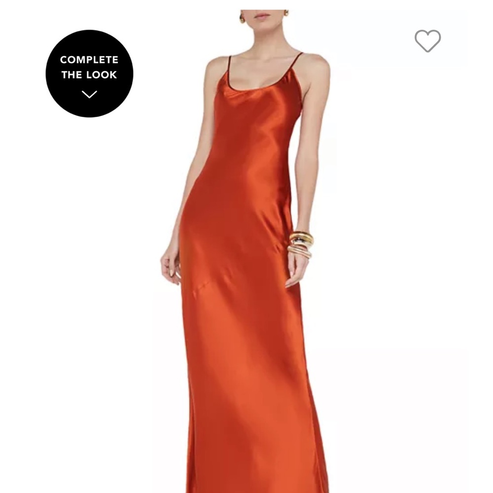 L'AGENCE Burnt Orange Spaghetti Strap Slip Maxi Dress